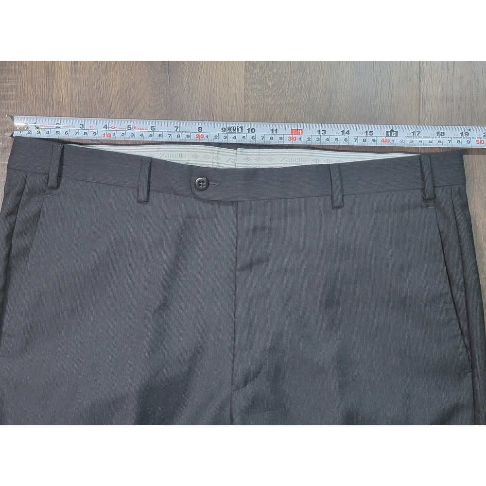 Zanella Nordstrom Todd Trousers Mens 36 Charcoal Grey Wool Pinstripe Italy